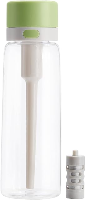 Amazon Basics Water Filter Bottle, BPA-Free Tritan, 600 ml - Green