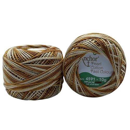 Image of Anchor Knitting Pearl Cotton Fast Colour Thread Yarn - Mercer Pearl Cotton 10gm Yarn (Thickness 1 mm) (Pack of 1 (01218)