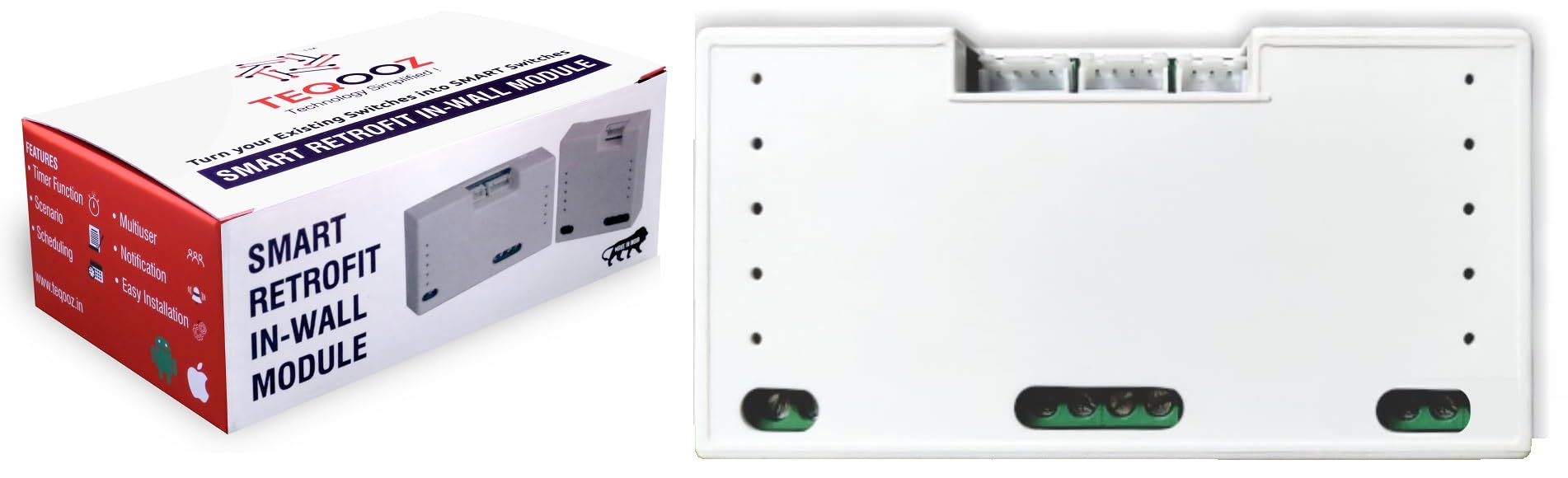 4 Switch Smart WiFi Retrofit Module (with 1 16A Heavy Load) | 3 Year Warranty | Fits Behind Any Switch Board | Manual Control & SmartLife App Control | Works with Voice Assistants — Amazon image 7