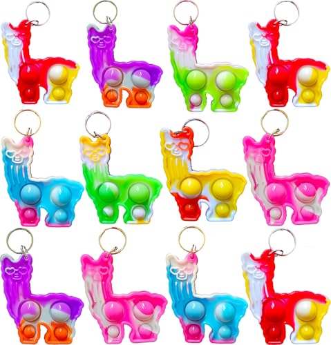 HOZKEAP 20 pcs Alpaca Pop It Keychain, Silicone Toys Kids Party Favors