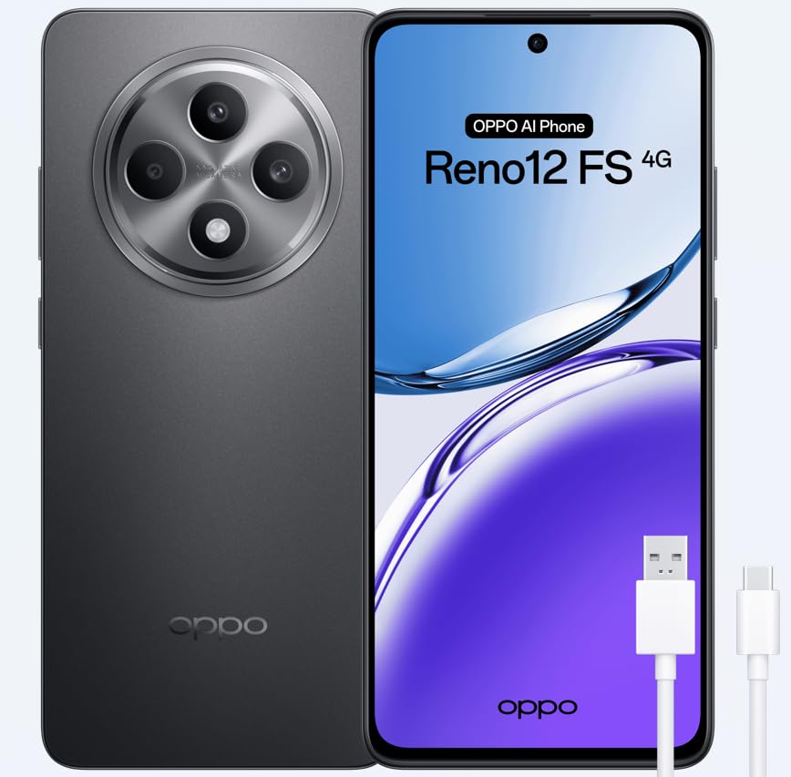 OPPO Reno12FS 4G - Smartphone Libre con IA, 16GB (8GB+8GB) 512GB, Pantalla 2.5D AMOLED 6.7', Cámara 50+8+32 MP, Android, IP64, Batería 5000mAh, Carga Rápida 45W - Matte Grey