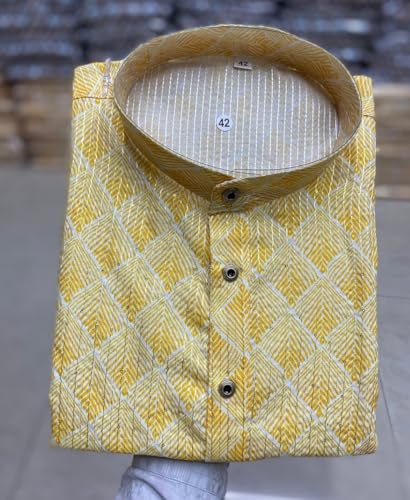 Image of FOXDX Men's Traditional Cotton Floral Printed Only Kurta