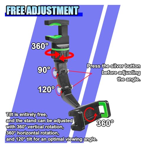 Rearview Mirror Phone Mount Holder for Car, 360° Rotating Adjustable Car Green - 第 2/13 張圖片