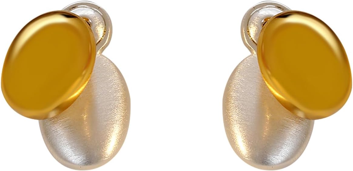 UareinTwo Tone Teardrop Stud Earrings for Women Gold Silver Front Back Oval Bean Dangle Earrings Cute Post Ball Earrings Lightweight Chunky Jewelry Gifts