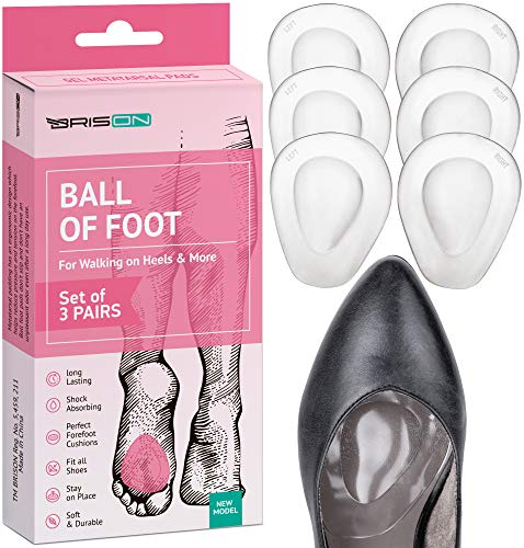 Ball of Foot Cushions for Women High Heel - 3 Pairs (6 Pieces) - Soft Gel Insole Metatarsal Pads Shoe Inserts - Mortons Neuroma Callus Metatarsal Foot Pain Relief Bunion Forefoot Cushioning