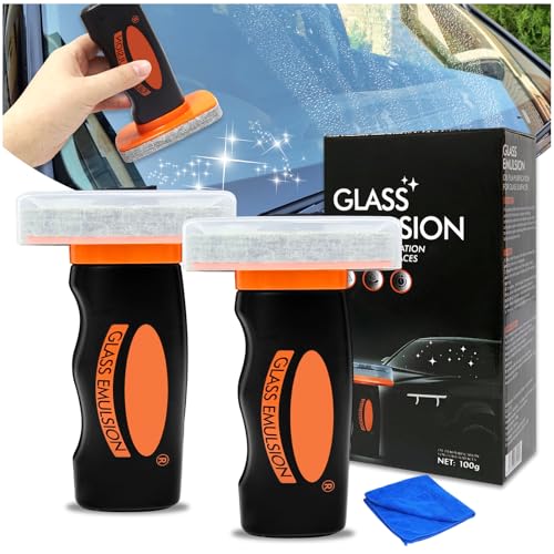 KutaKuta 2 PCS Glass Emulsion Hand-Held Car Window Cleaner Powerful Car Glass Cleaner Suitable for Glass Guard Windscreen Cleaner from Windshields Side Windows Rearview Mirrors Bathroom Mirrors