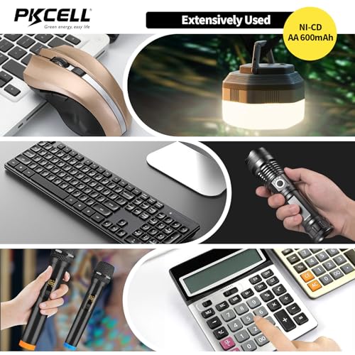 PKCELL 10 Pack AA 1.2V 600mAh NICD Rechargeable Button Top Battery for Solar Lights(10PCS)