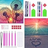 【Einfach zu bedienen】: Es wird mit Strasssteinen und Werkzeugen geliefert. Sie müssen nur die entsprechenden Bereiche der Leinwand ausfüllen. Der Vorgang ist einfach, sodass Sie weniger Zeit benötigen, um das Bild fertigzustellen.