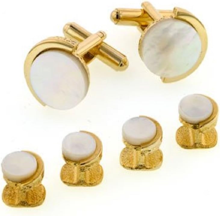 JJ Weston Mother of Pearl Tuxedo Cufflinks and Shirt Studs. Made in the USA.