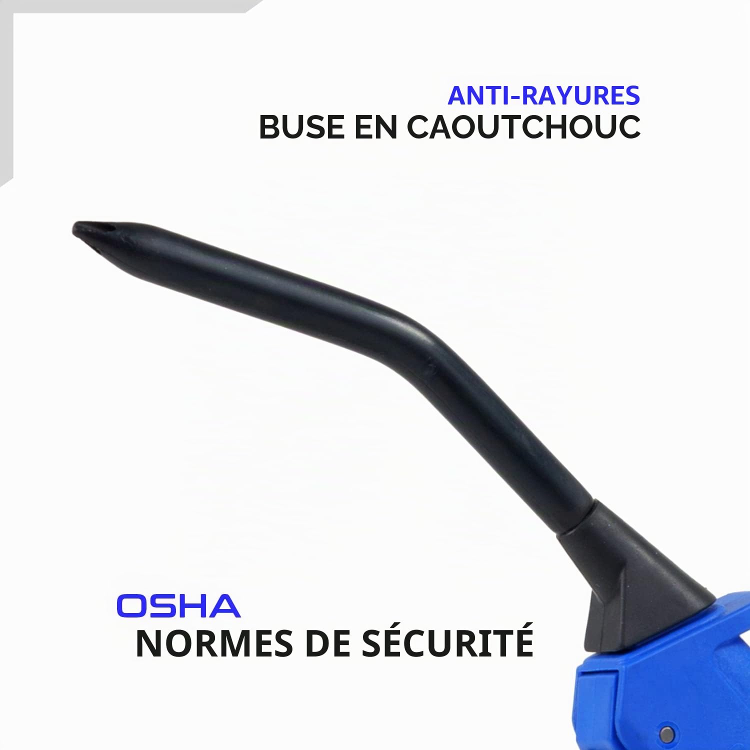 GAV 5000 SERIES - Pistolet Professionnel pour Soufflage d'Air Comprimé avec Prolongateur en Caoutchouc Anti-Rayures 130mm