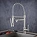 Commercial Kitchen Sink Faucet, Brass Constructed Pre-Rinse Kitchen Faucet with Coilded Spring Pull Down Sprayer and Add-on Swing Spout,Brushed Nickel