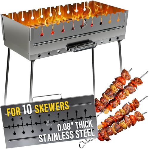 Stainless Steel 10-Skewer Foldable Grill