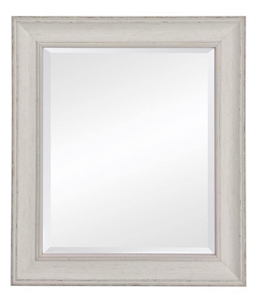 FRAMES BY POST Scandi Vintage Ivory Grey Mirror 24 x 20 Inch with 4mm Bevelled Mirror