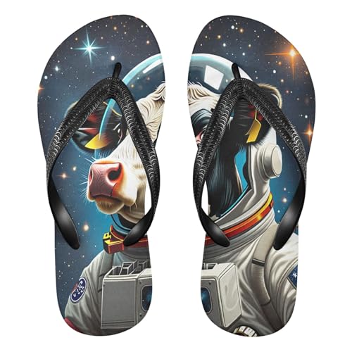 Burbuja Cow in Space Flip Flops for Women Men, Soft Thong Sandals Rubber Slippers for Pool Beach Essentials