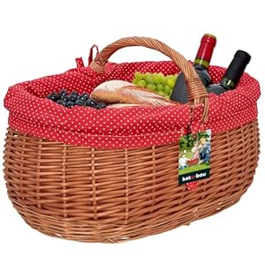 KOTARBAU® Weidenkorb mit roter Stoffeinlage groß