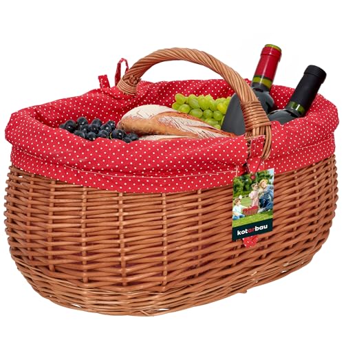 KOTARBAU® Weidenkorb mit roter Stoffeinlage groß