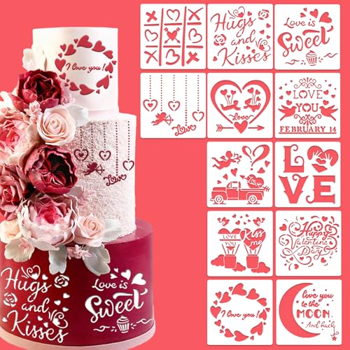 Valentine's Day Cake Stencils Kit (12 Pcs)