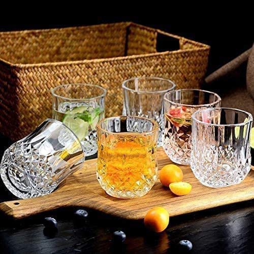 Image of Premium 280 ML Water & Juice Drinking Glasses Set of 6 Vintage Glassware Set for Juice, Cocktail, Mocktail,Whisky All Beverages Everyday Uses for Gift (6, MT-12)