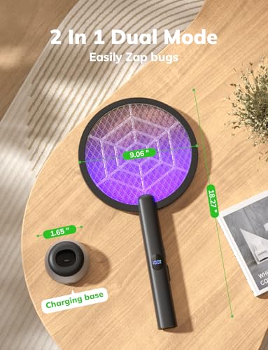 Image of YISSVIC Electric Fly Swatter Bug Zapper Racket 4000V (Black Beige)