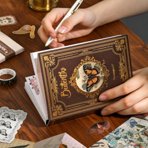 Image of RANDEN Butterfly Journaling Kit, 346PCS Vintage Scrapbook & Stationery Set with Aesthetic Stickers, Ephemera Pack and Journal Supplies for Bullet Journals, Planners, Albums & Creative Crafts (Butterfly)