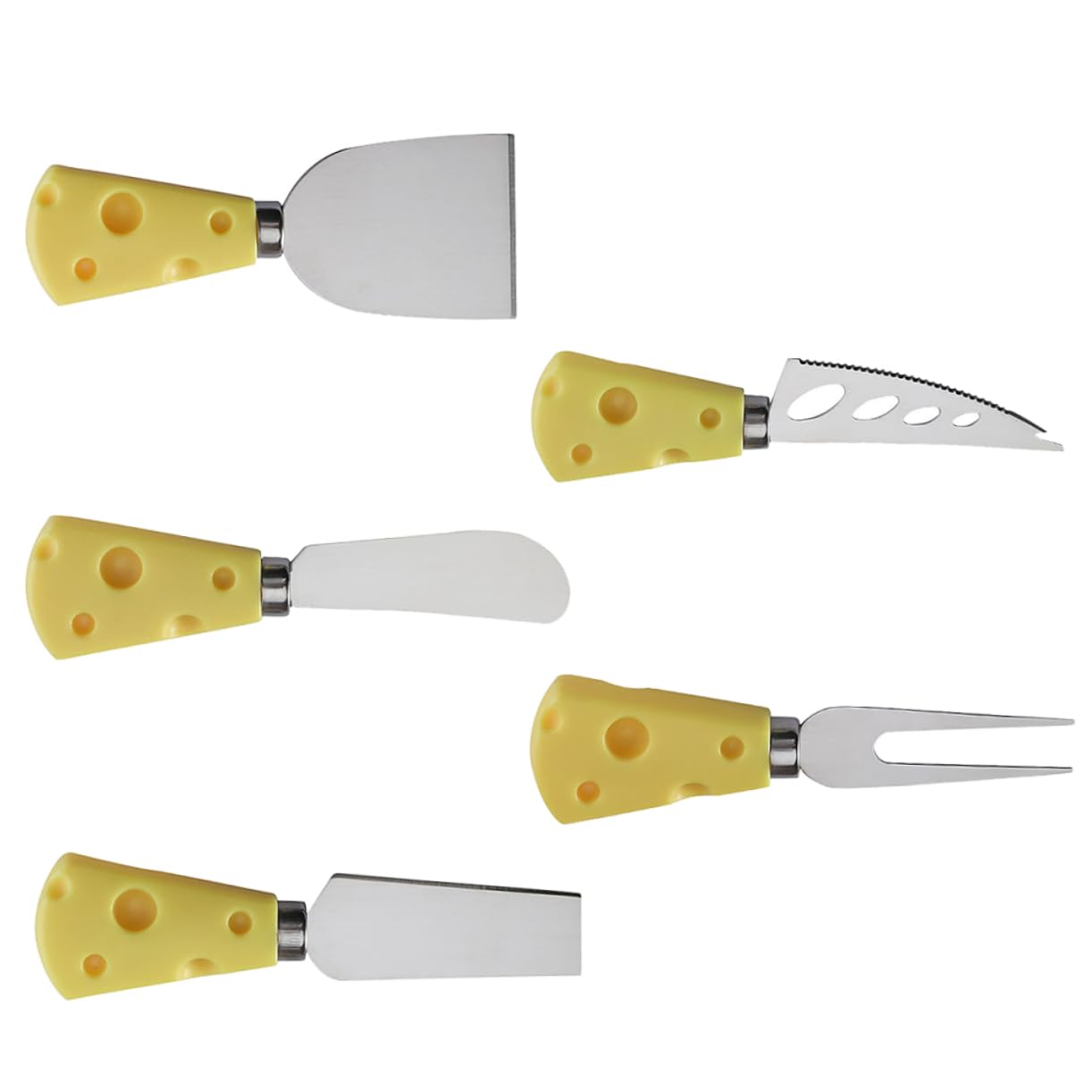 BRIGHTFUFU 5pcs Stainless Steel Cheese Knife Set Kitchen Utensil for Cheese Block