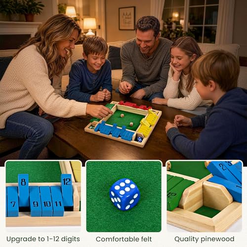 Ropoda Shut The Box Juego de Mesa Madera 12in 2-4 Jugadores miniatura 3