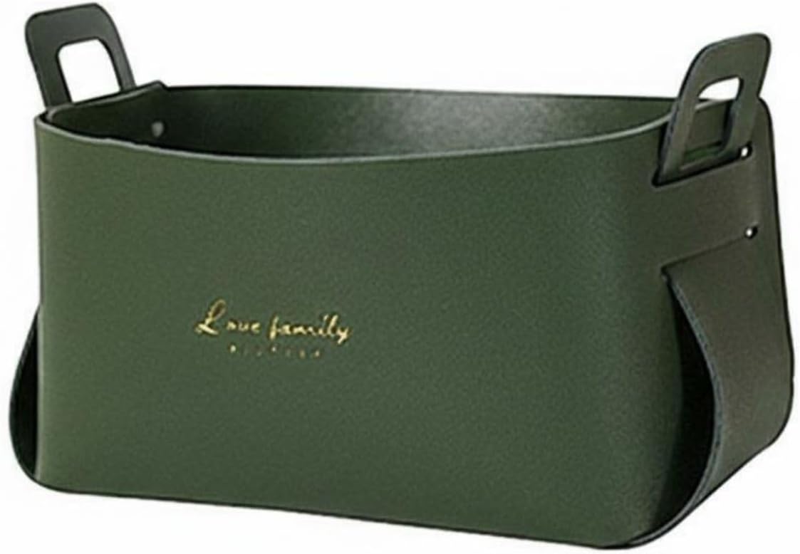 Baoblaze Car Storage Basket Organizer Bin Box Tray With PU Leather Build Waterproof Wipe Clean Surface Foldable Space Saving Body Portable Handles suitable for , Green , L