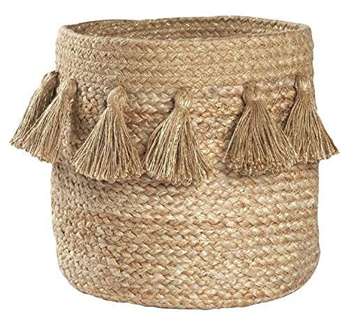 NR Home Stores Natural Hand Crafted Jute Basket For Storage | Multipurpose Basket Organizer Cotton Planter Pot Laundry Storage For Kitchen, Living Room, Bathroom, 10x12 IN-image-45
