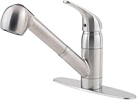 Pfister G13310SS Pfirst Series Pull-Out Kitchen Faucet, Stainless Steel, 1-Handle Water-Saving 1.75 GPM Model