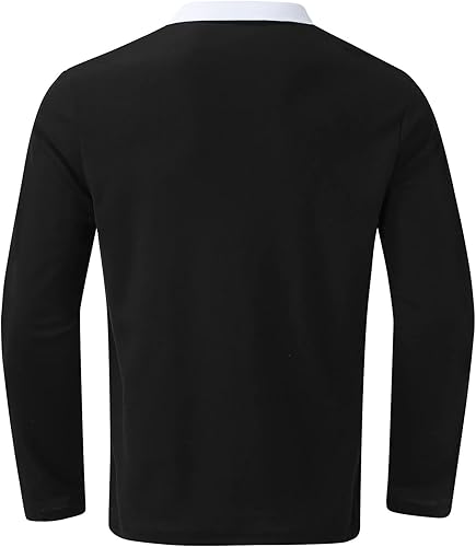 Miniatura 5 de Contrast Color Polo Shirts for Men Quarter Zipper Golf Pullover Long Sleeve Collared Shirts Cotton Blend Tops Shacket
