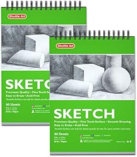 Shuttle Art Sketch Books, 160 Sheets 9 x 12 Sketch Paper Pad, Ideal for Drawing and School Supplies, Pack of 2