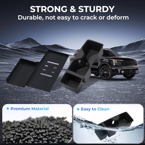 Image of Cup Holder Insert & Wireless Charging Protective Mat for KIA Sorento 2026 2025 2024 2023 2022 2021, Interior Accessories Cup Holder & Wireless Charger Cover Pad for 2021-2026 Sorento, Black