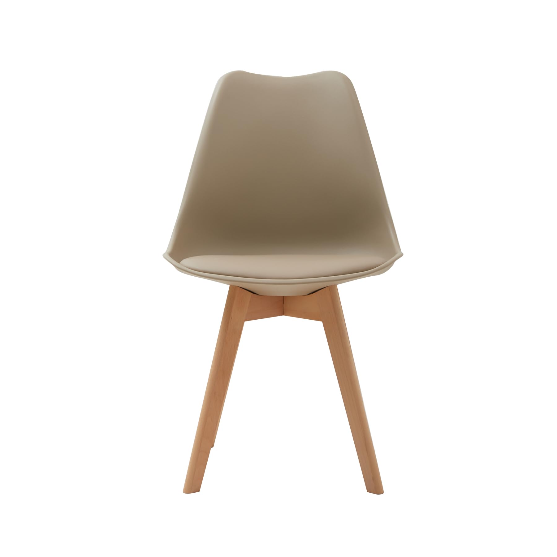 Pack 6 Sillas de Comedor Nordicas, Sillas de Cocina con Cuero Tapizado Cojín y Patas de Madera de Haya, para Comedor, Salón, Dormitorio, Cocina (Marrón)