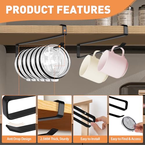 Tumbler Lid Organizer, 2 Pack Coffee Mug Holder for Yeti Tumbler Lid, Space Saving Mug Hanger Rack Holds Up to 12 Lids, Cup Holder Under Cabinet, Water Bottle Lid Holders for Kitchen Storage - Image 5