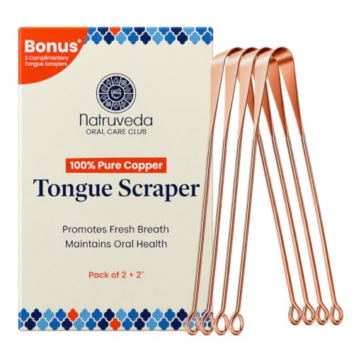 Copper Tongue Scraper Oral Hygiene Tool (4-Pack)