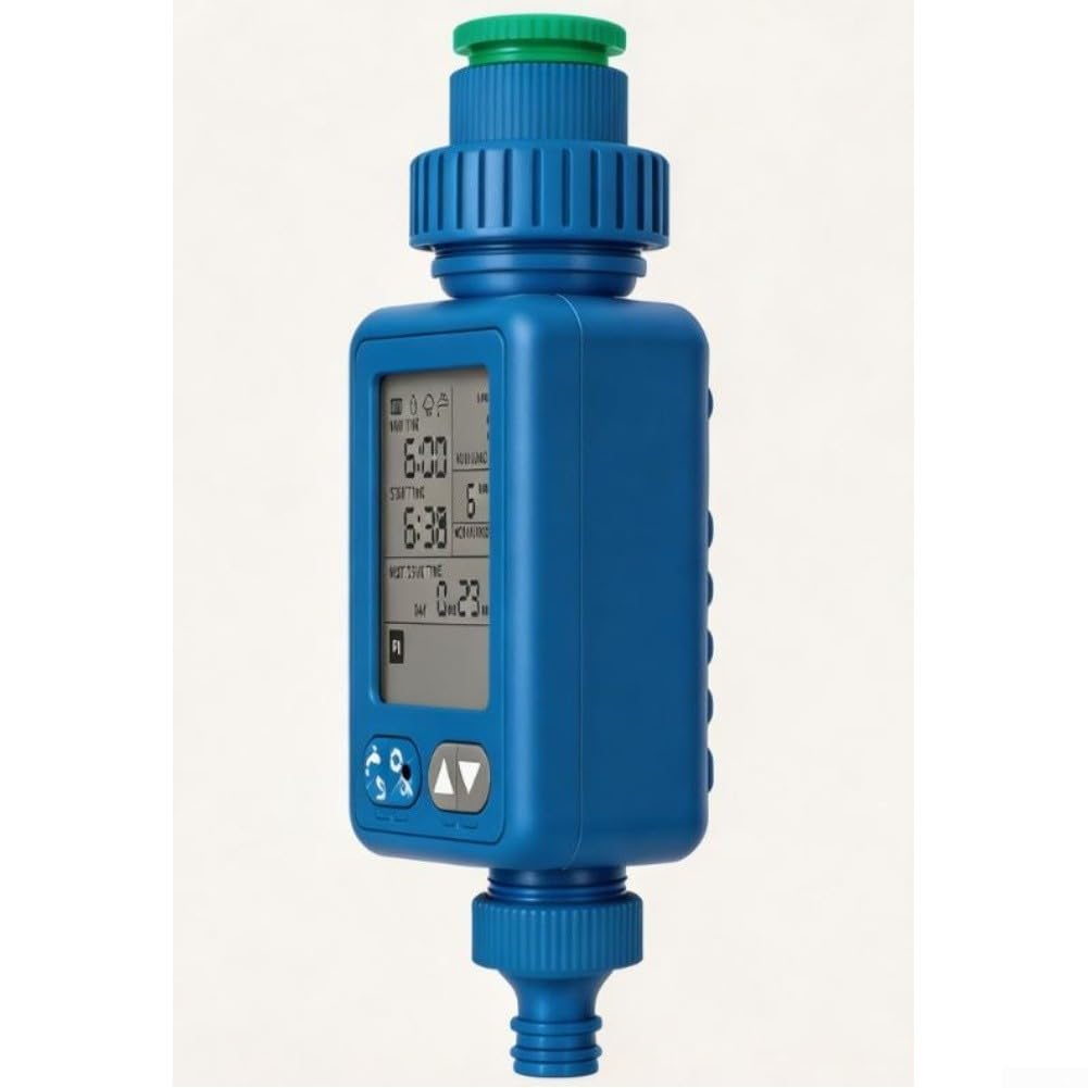 Timer automatico di irrigazione, sensore di pioggia, regolatore di irrigazione con grande schermo LCD, 10 programmi programmabili per rubinetti da giardino
