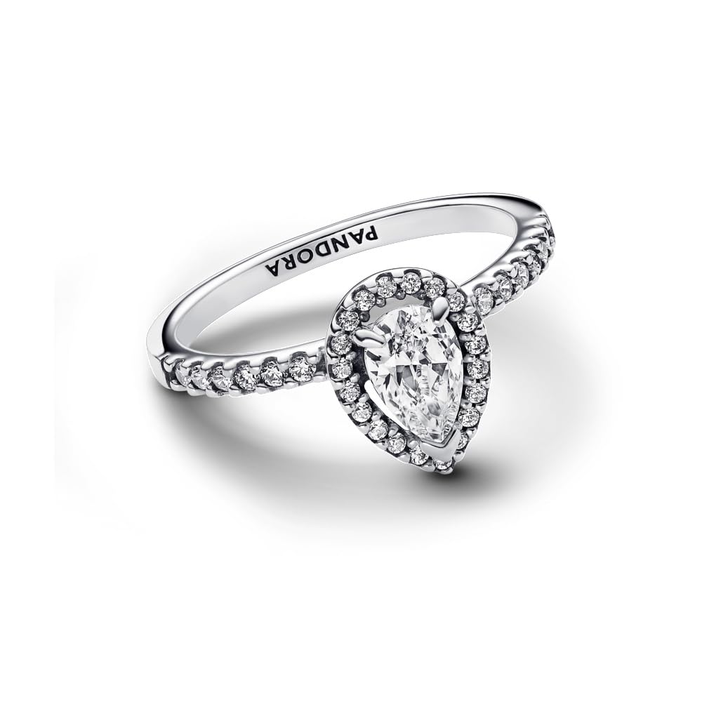 PANDORA Timeless - Anello punto luce goccia, in argento sterling, con zirconia cubica incolore