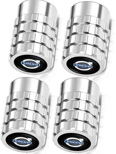 4Pcs Car Tire Valve Stem Caps, Tires Air Caps Cover Corrosion Resistant Tire Valve Cap Accessory for Volvo s60 s90 xc60 xc40 xc90 v60 v90 Series All Models Wheel Cap WOVO_Silver