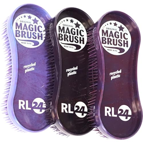 RL24 - Bürstenset (3-teilig) MagicBrush | Hufkratzer für Pferde | für hartnäckigen Schmutz | Pferdebürste für Fellwechsel | reinigt den Hufstrahl | Pferde Zubehör | Edition Wildberry recycled