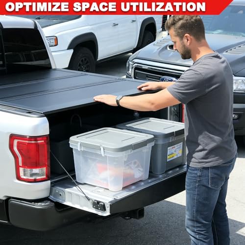 Image of FRP Low-Profile Flip-Up Hard Tri-Fold Tonneau Cover fits 2019-2023 Ford Ranger 5ft Short Bed