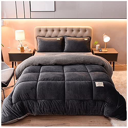 YRRA Edredón Nórdico, Invierno Colcha Cordero Cachemira Manta Edredón Cama Suave Cálido Lecho, para Las Siestas De Invierno En El Hogar,Dark Gray,150x200m(2kg)