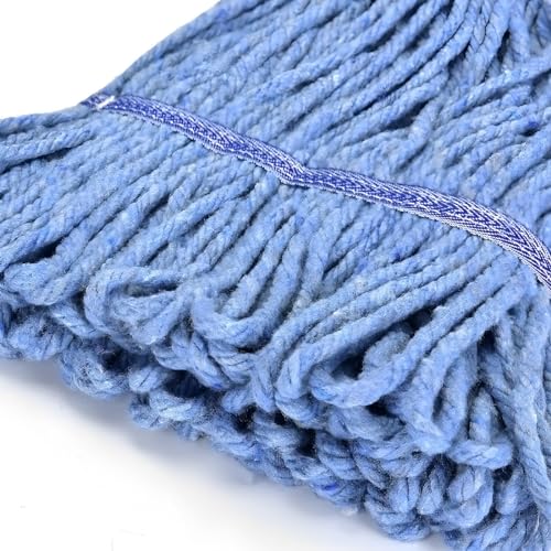 Image of Matthew Cleaning Heavy Duty Mop Head Commercial Grade Replacement for General and Floor Cleaning, Wet Industrial Blue Cotton Looped End String Head Refills (Case of 36) Blue