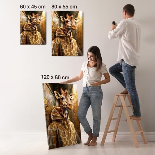 Artmazing | Giraffe Bild bunt | Bild Giraffe | S-Art Bilder | Giraffenbilder Modern | Leinwandbilder XXL Wohnzimmer | Wandbild Giraffe Deko XXL | Bild Leinwand XXL | Buntes Poster für Wand