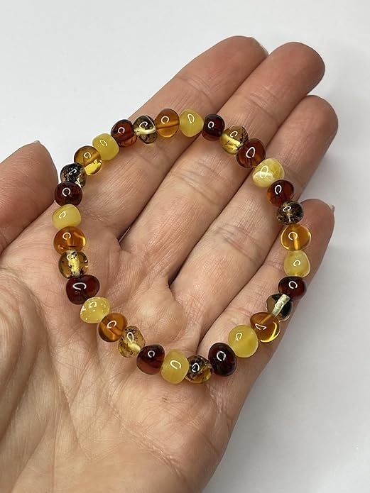 Natural Baltic Amber Bracelet for Adults.Polished Baroque Shape Amber Stone Beads.Baltic Amber Jewelry. - Image 4