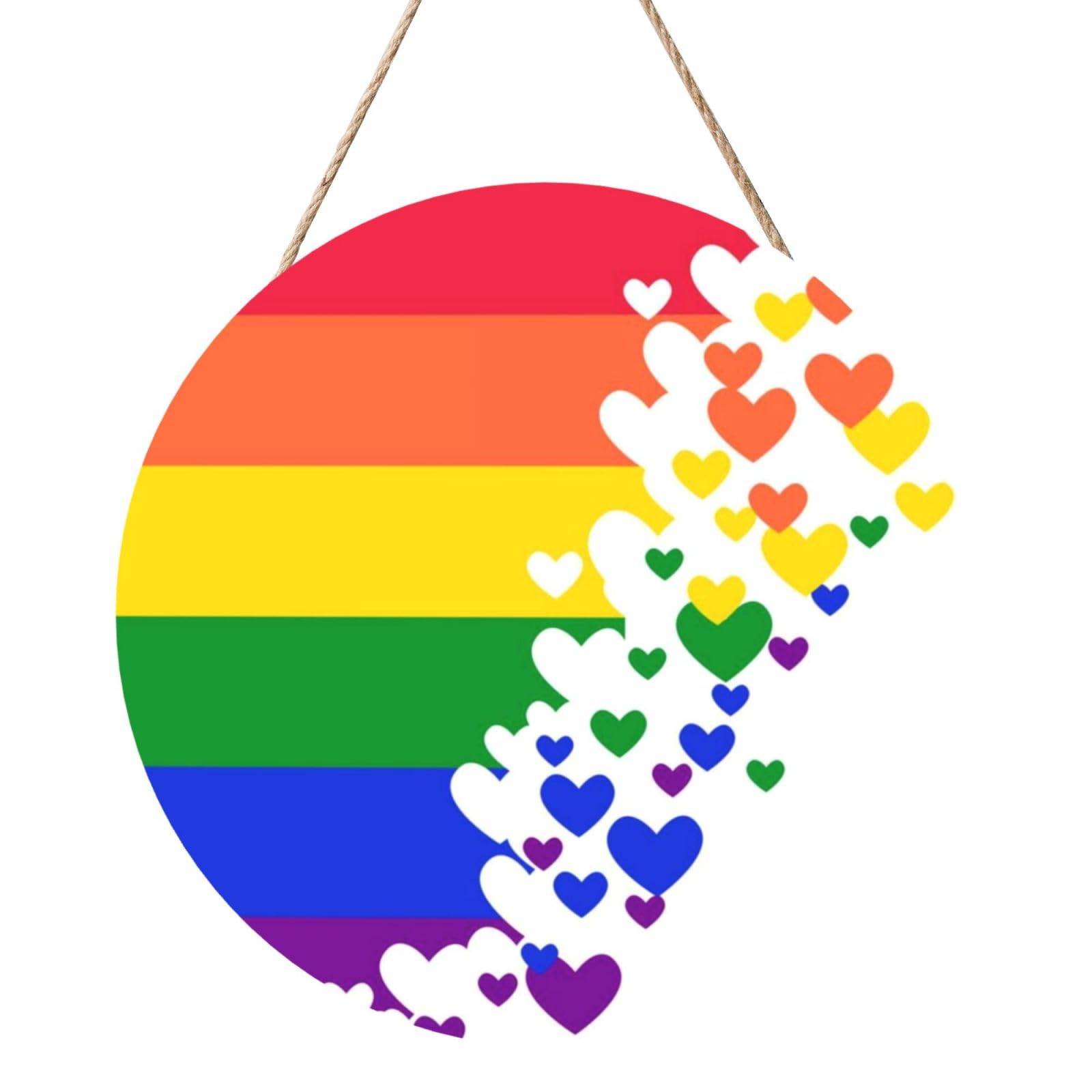 InOmak Rainbow Flag Gay Pride Lesbian Lgbt, Round Wood Panel Painting 12 in, Wall Hanging Painting For Home
