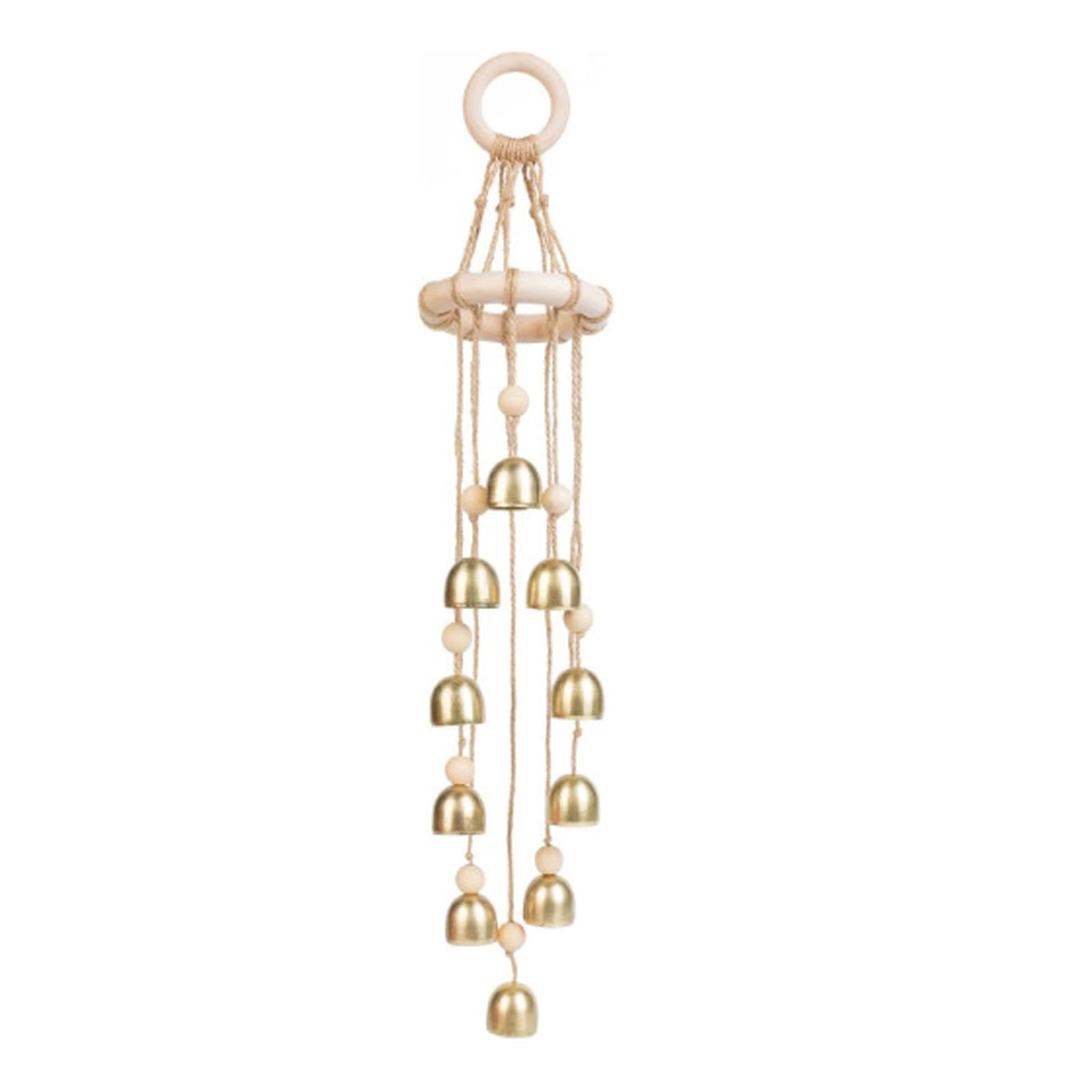 Golden Wind Chimes for Outdoor Spaces, Natural Wood Garden Ornaments with Harmonious Nature Tones Rustics Wind Chimes for Patio