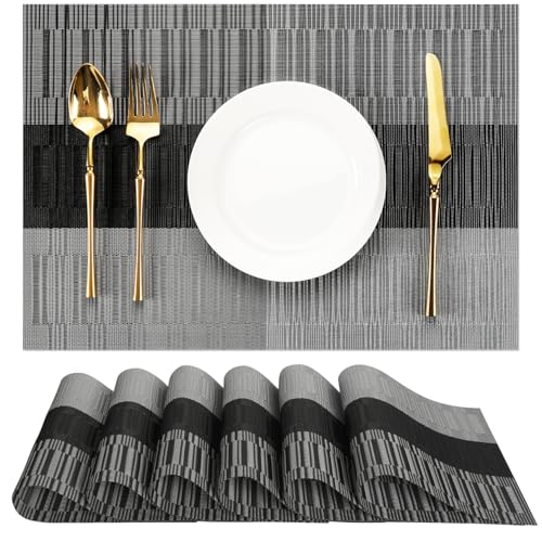 Chitomars Placemats Set of 6, Vinyl Woven Heat-Resistant Place Mats