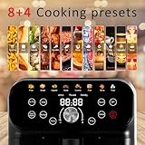 WHUTO Air Fryer, 6.2QT Air Fryer Oven with LED Digital Touchscreen, 12 Preset Cooking Functions Air fryers, Bake, Reheat, Keep Warm, Nonstick and Dishwasher-Safe Basket, Stainless Steel/Black