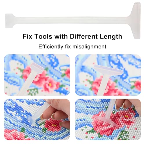 Image of AiYuanzsh 4 Pack Diamond Art Tools with Roller Press Tool, 2 Fix Aligning Repair Tools and 9-Drill Diamond Painting Pen, Diamond Painting Accessories Kit for Adult DIY Diamond Art