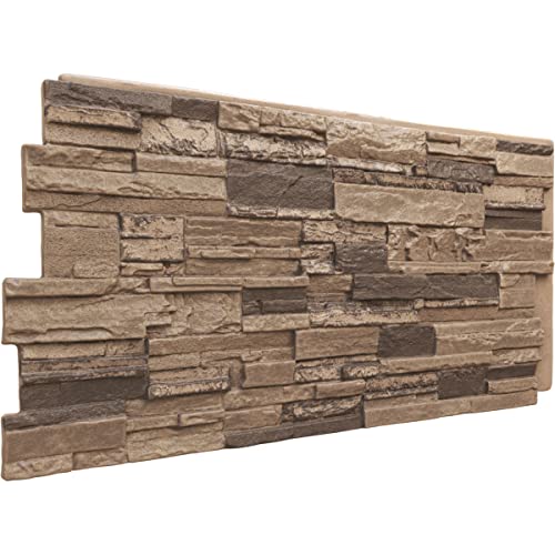 Ekena Millwork Pnu24X48Casr Cascade Stacked Stonewall Faux Stone Siding Panel, 48 5/8"W X 24 3/4"H X 1 1/4"D, Smokey Ridge #TOP2